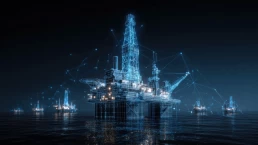 Engineers using a data analytics dashboard to improve oil and gas operations efficiency and safety